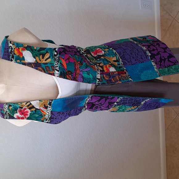 Vtg. Parrot head floral Vest Sz Medium - Picture 6 of 16
